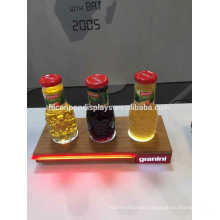 Led Lighting 3 Bottles Trade Show Display Unit Custom Size Wooden Finishing Retail Product Stand